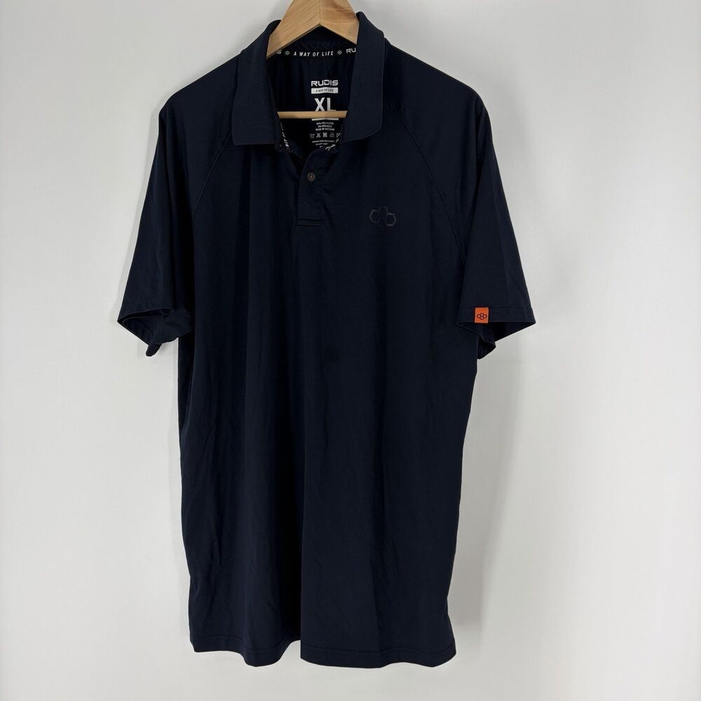 Rudis Polo Shirt Size XL Mens Navy Performance Stretch Wrestling Coach Sport